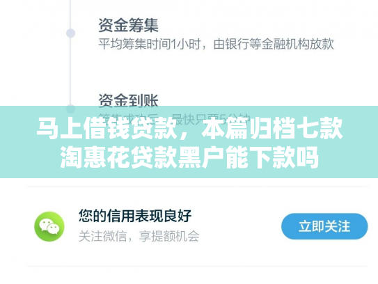 马上借钱贷款，本篇归档七款淘惠花贷款黑户能下款吗