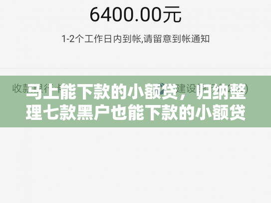 马上能下款的小额贷，归纳整理七款黑户也能下款的小额贷款