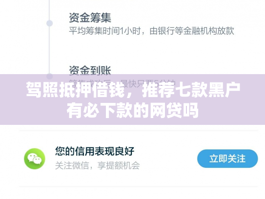 驾照抵押借钱，推荐七款黑户有必下款的网贷吗