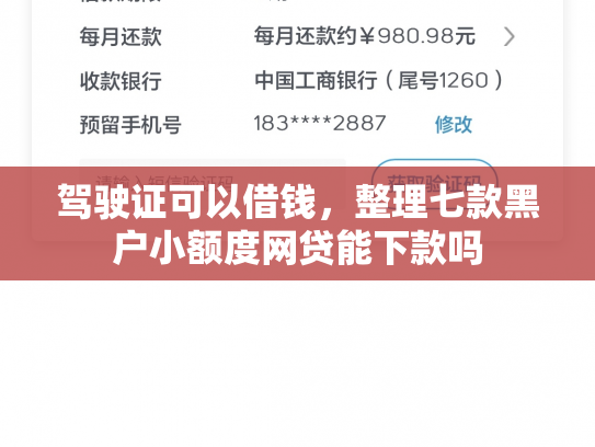 驾驶证可以借钱，整理七款黑户小额度网贷能下款吗