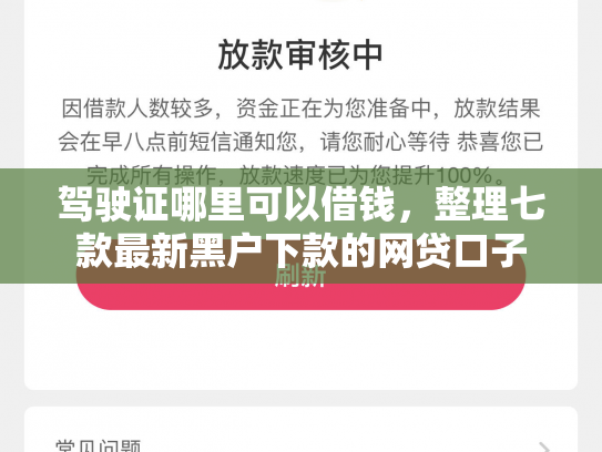 驾驶证哪里可以借钱，整理七款最新黑户下款的网贷口子