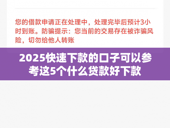 2025快速下款的口子可以参考这5个什么贷款好下款