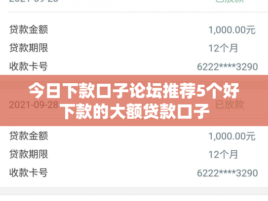 今日下款口子论坛推荐5个好下款的大额贷款口子