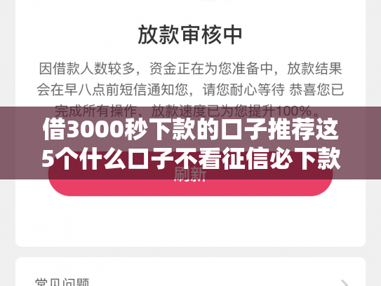 借3000秒下款的口子推荐这5个什么口子不看征信必下款