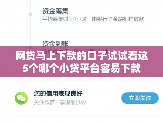 网贷马上下款的口子试试看这5个哪个小贷平台容易下款