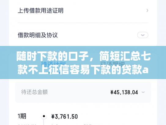 随时下款的口子，简短汇总七款不上征信容易下款的贷款app