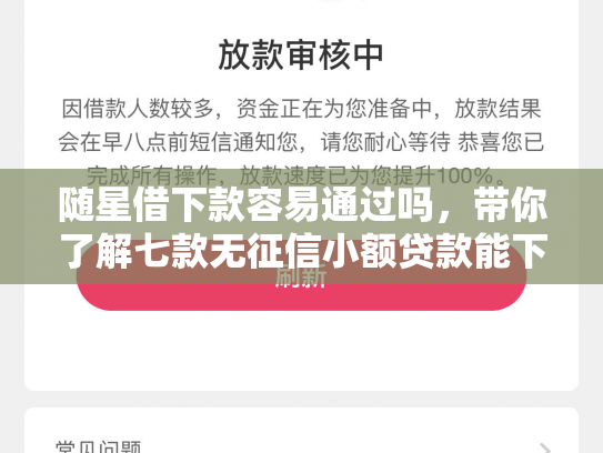 随星借下款容易通过吗，带你了解七款无征信小额贷款能下款吗