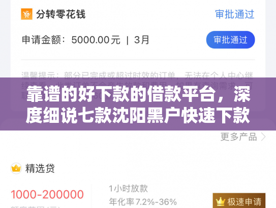 靠谱的好下款的借款平台，深度细说七款沈阳黑户快速下款的贷款