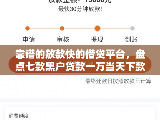 靠谱的放款快的借贷平台，盘点七款黑户贷款一万当天下款