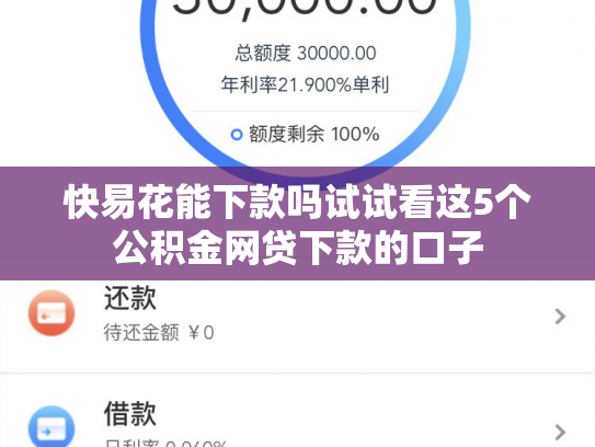 快易花能下款吗试试看这5个公积金网贷下款的口子