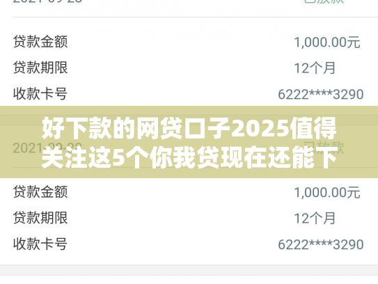好下款的网贷口子2025值得关注这5个你我贷现在还能下款吗