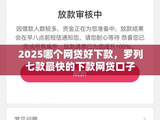 2025哪个网贷好下款，罗列七款最快的下款网贷口子