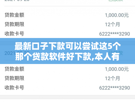 最新口子下款可以尝试这5个那个贷款软件好下款,本人有点黑
