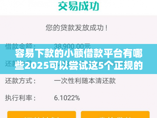 容易下款的小额借款平台有哪些2025可以尝试这5个正规的贷款的口子