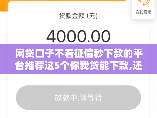 网贷口子不看征信秒下款的平台推荐这5个你我贷能下款,还有什么可以借