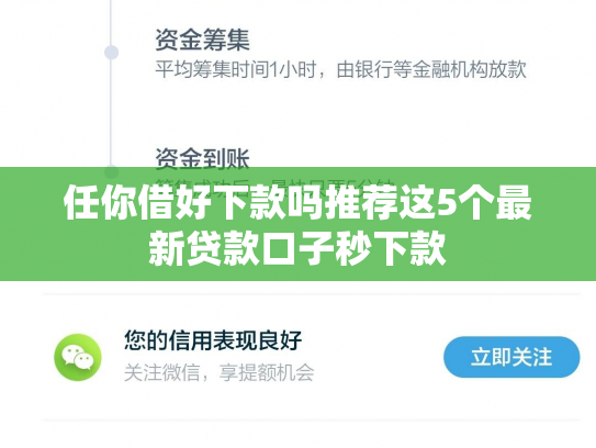 任你借好下款吗推荐这5个最新贷款口子秒下款