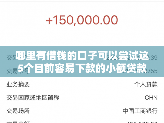 哪里有借钱的口子可以尝试这5个目前容易下款的小额贷款有哪些