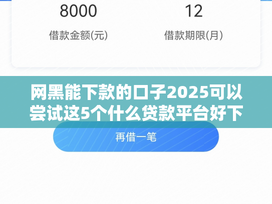 网黑能下款的口子2025可以尝试这5个什么贷款平台好下款