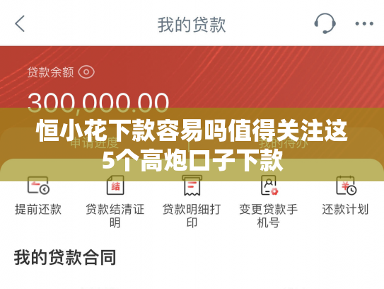 恒小花下款容易吗值得关注这5个高炮口子下款