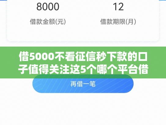 借5000不看征信秒下款的口子值得关注这5个哪个平台借款最容易下款