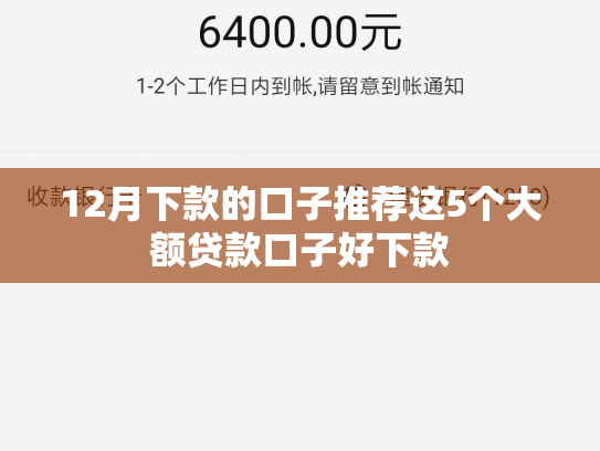 12月下款的口子推荐这5个大额贷款口子好下款