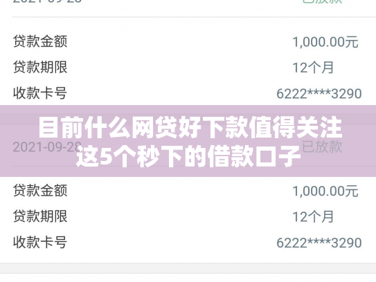目前什么网贷好下款值得关注这5个秒下的借款口子