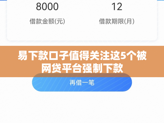 易下款口子值得关注这5个被网贷平台强制下款