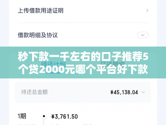秒下款一千左右的口子推荐5个贷2000元哪个平台好下款