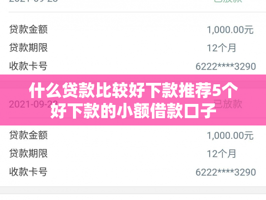 什么贷款比较好下款推荐5个好下款的小额借款口子