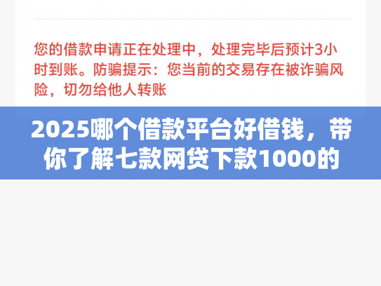 2025哪个借款平台好借钱，带你了解七款网贷下款1000的口子