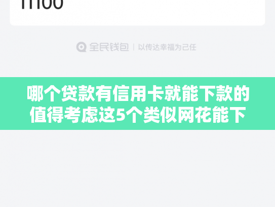 哪个贷款有信用卡就能下款的值得考虑这5个类似网花能下款的口子