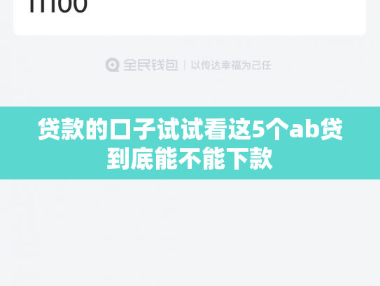 贷款的口子试试看这5个ab贷到底能不能下款