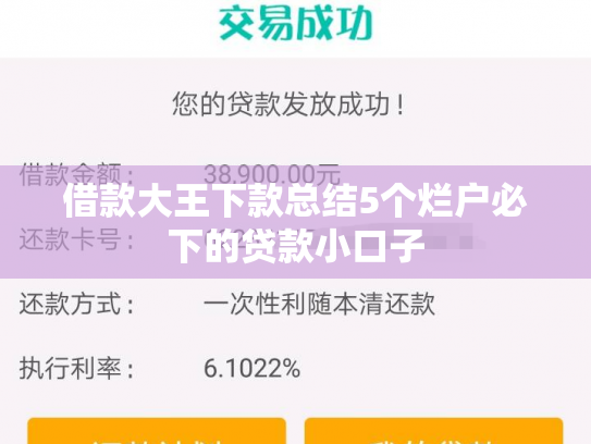 借款大王下款总结5个烂户必下的贷款小口子