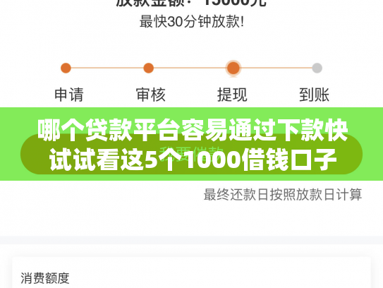 哪个贷款平台容易通过下款快试试看这5个1000借钱口子
