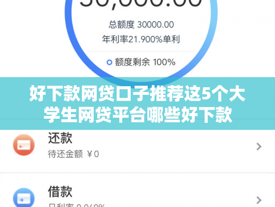 好下款网贷口子推荐这5个大学生网贷平台哪些好下款