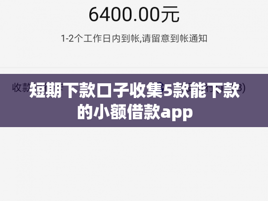 短期下款口子收集5款能下款的小额借款app