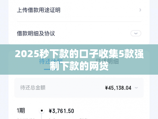 2025秒下款的口子收集5款强制下款的网贷