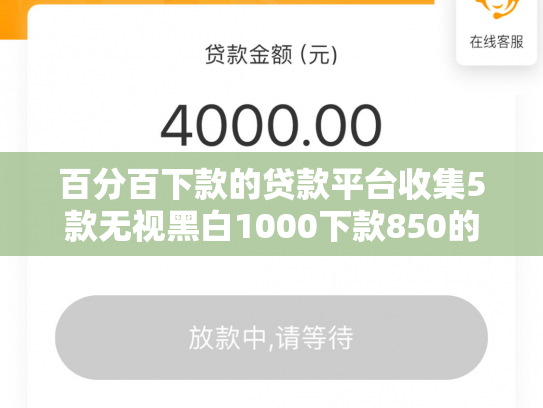百分百下款的贷款平台收集5款无视黑白1000下款850的口子