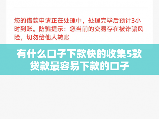 有什么口子下款快的收集5款贷款最容易下款的口子