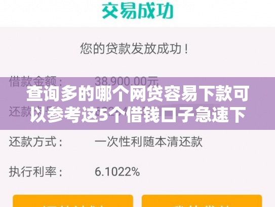 查询多的哪个网贷容易下款可以参考这5个借钱口子急速下款的