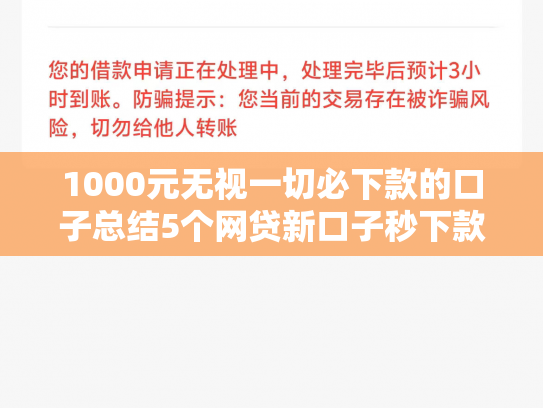 1000元无视一切必下款的口子总结5个网贷新口子秒下款2025