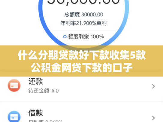 什么分期贷款好下款收集5款公积金网贷下款的口子