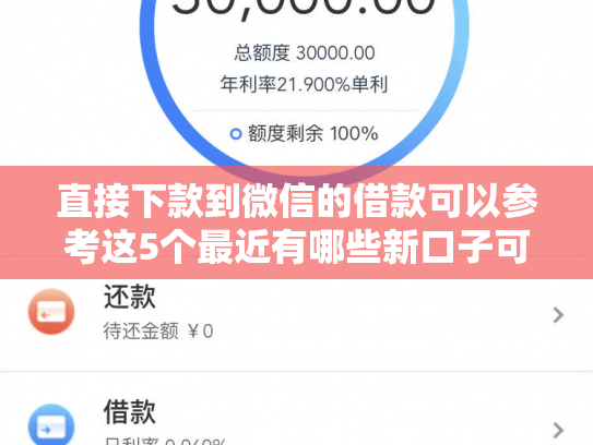 直接下款到微信的借款可以参考这5个最近有哪些新口子可以下款