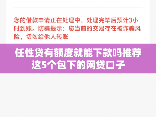 任性贷有额度就能下款吗推荐这5个包下的网贷口子