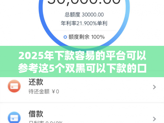 2025年下款容易的平台可以参考这5个双黑可以下款的口子