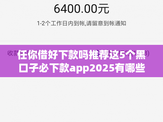 任你借好下款吗推荐这5个黑口子必下款app2025有哪些