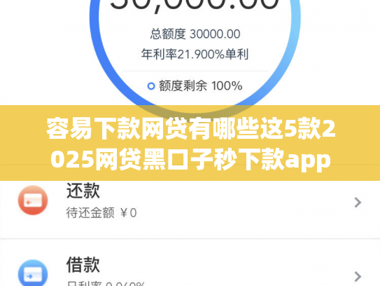 容易下款网贷有哪些这5款2025网贷黑口子秒下款app