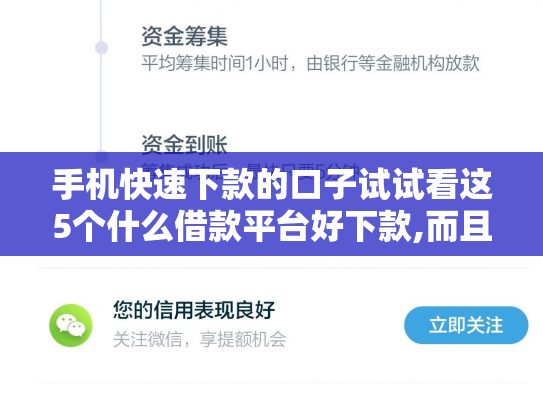 手机快速下款的口子试试看这5个什么借款平台好下款,而且不拒