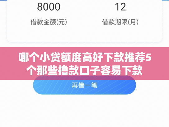 哪个小贷额度高好下款推荐5个那些撸款口子容易下款