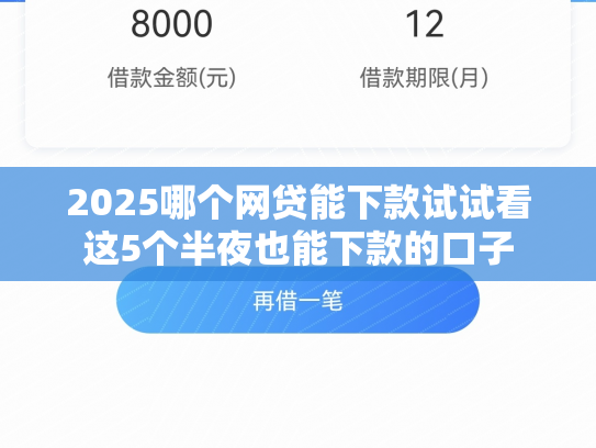 2025哪个网贷能下款试试看这5个半夜也能下款的口子